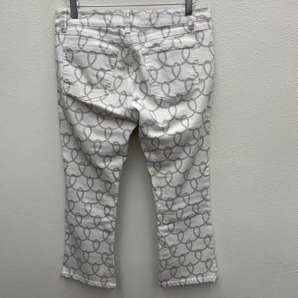 CAbi #761 Nautical Rope Print Bootlet Denim Cropped Pants Size 6 - Picture 10 of 12